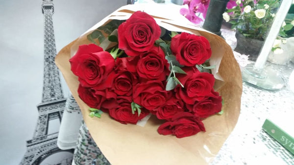 One Dozen Wrapped Red Rose