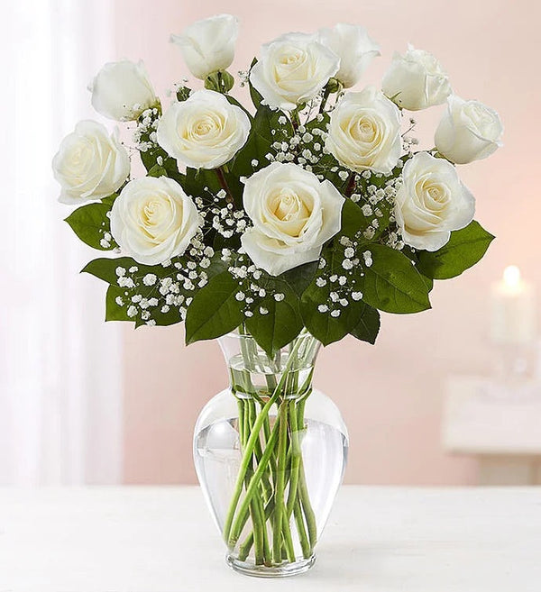 Doze White Roses