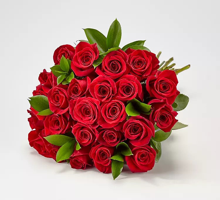 Wrapped arrangement with Two Dozen red Roses
